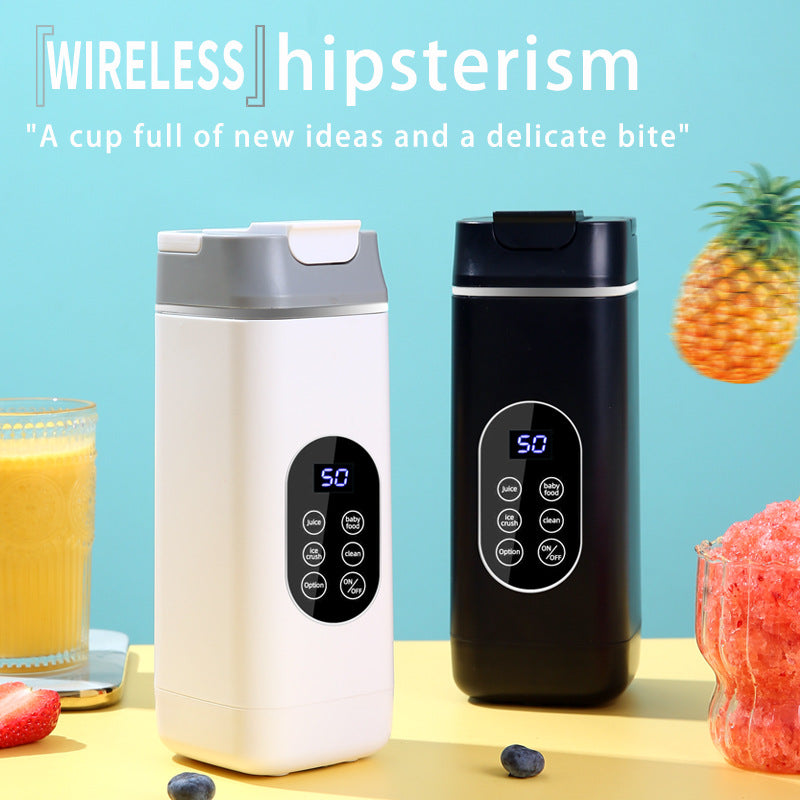 White Portable Wireless 420ML Blender Bottle (8.7x8.7x23.2CM) - 12-Blade Crushing Power, Self-Cleaning, USB Rechargeable for Juices & Smoothies